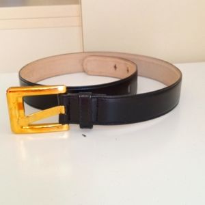 Escada Black leather ladies belt 34" long including 2" buckle
